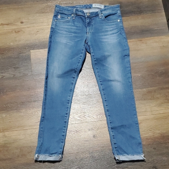 Ag Adriano Goldschmied Blue Ag-ed Denim Ankle The Stilt Roll Up Jeans - Picture 1 of 9